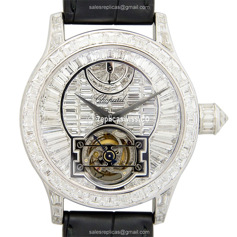 Chopard L.U.C 171933-1001 - Manual Wind - 18kt White Gold - Diamond - Silver Dial - Black Alligator Buckle